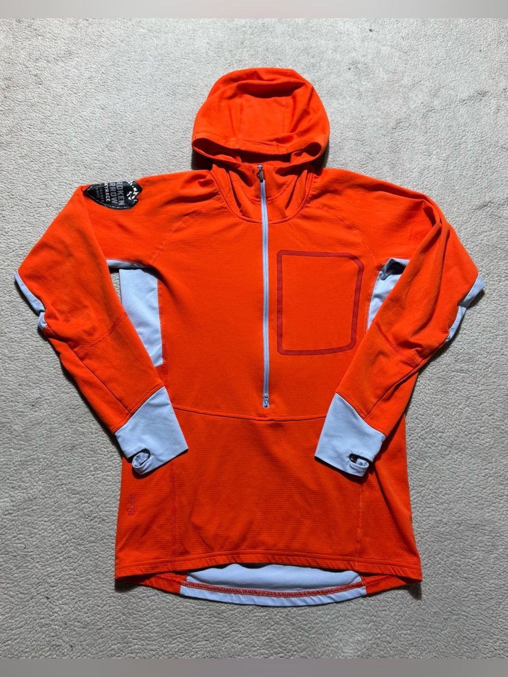 Norrona Jacket Mens Small Senja Warm1 Hooded Orange Gray Full Zip Front Pocket